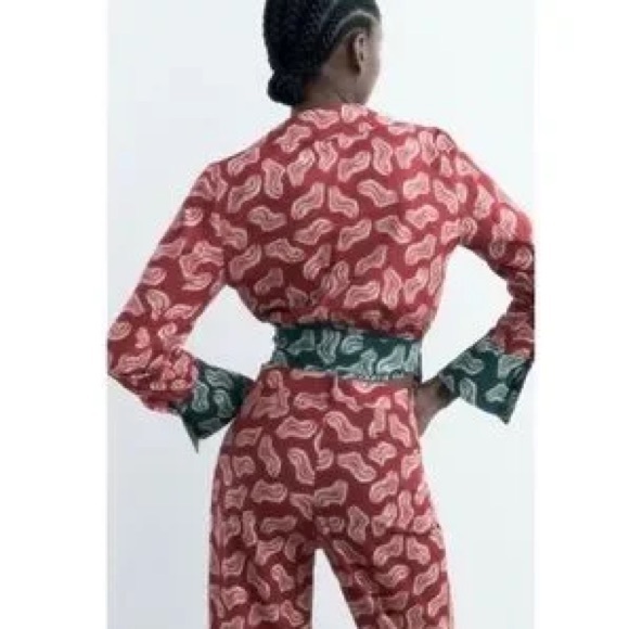 NEW Zara 100% cotton set pants + blouse top - Picture 4 of 10